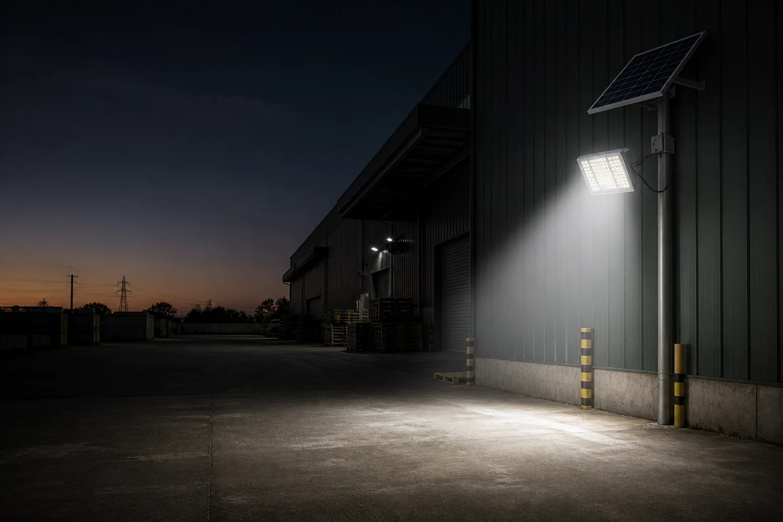 Solar lighting application reference for an industrial outdoor area